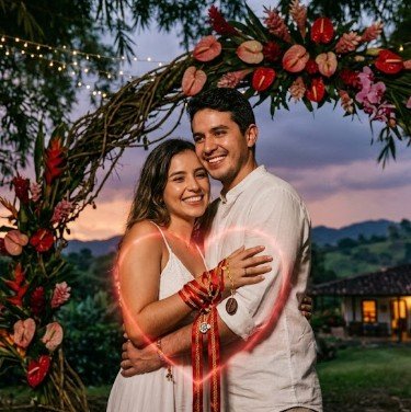 Pareja unida por amarres de amor en Pereira Risaralda en entorno campestre del Eje Cafetero.
